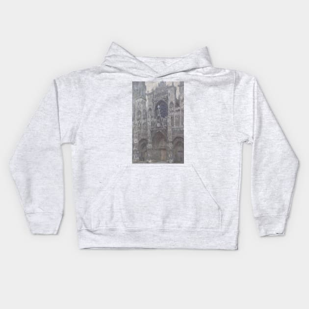 The Cathedral in Rouen. The portal, Grey Weather by Claude Monet Kids Hoodie by Classic Art Stall